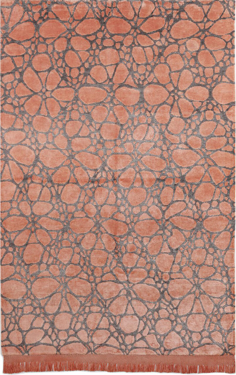 Hand-Knotted Bamboo Silk Peach Rug