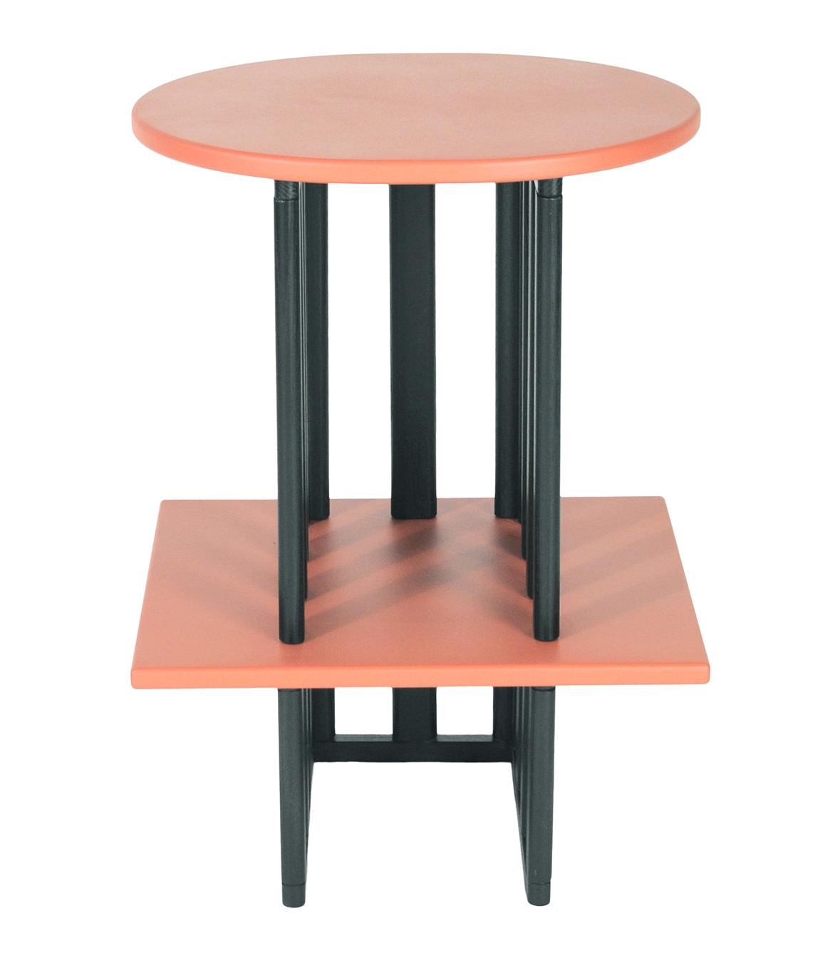 Pink & Black Wooden Side Table