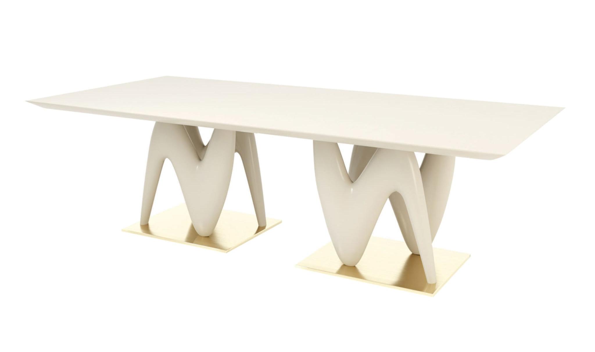 Noyack White Dining Table | Finishing: Glossy Lacquered