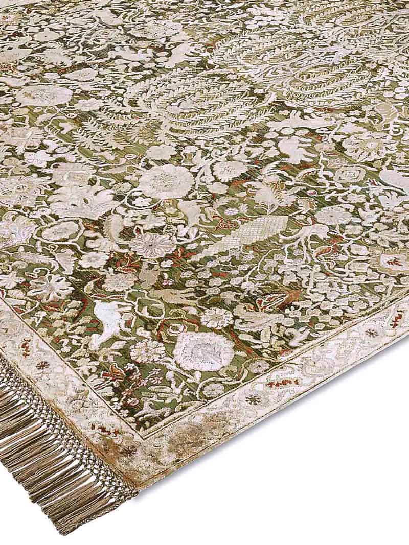 Gold / Green Handmade Luxury Rug