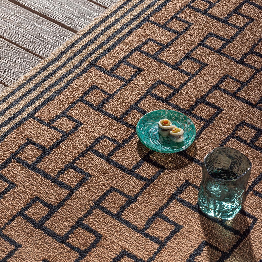 Monogram Brown Outdoor Rug