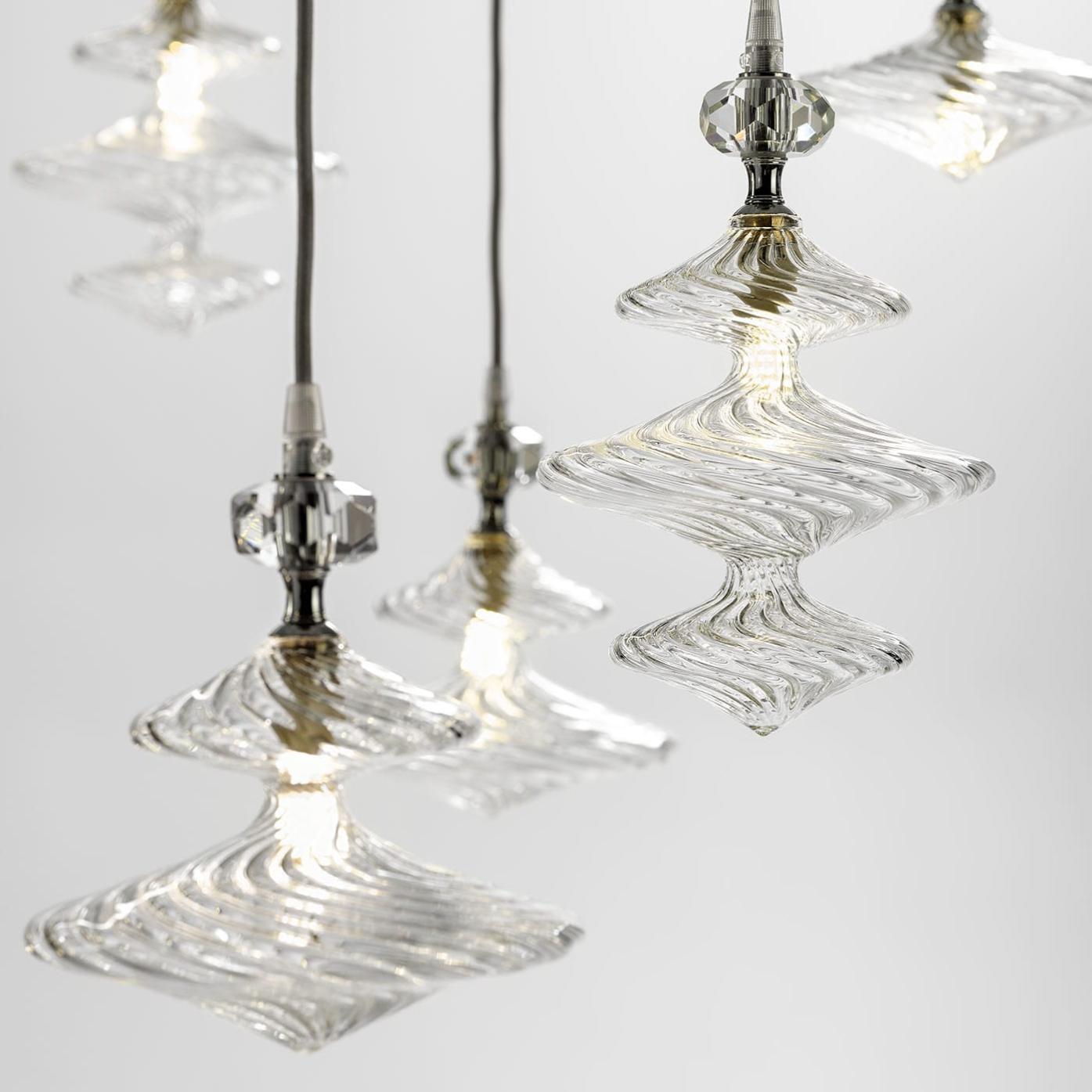 Contemporary Adjustable Chandelier with Glass Elements
