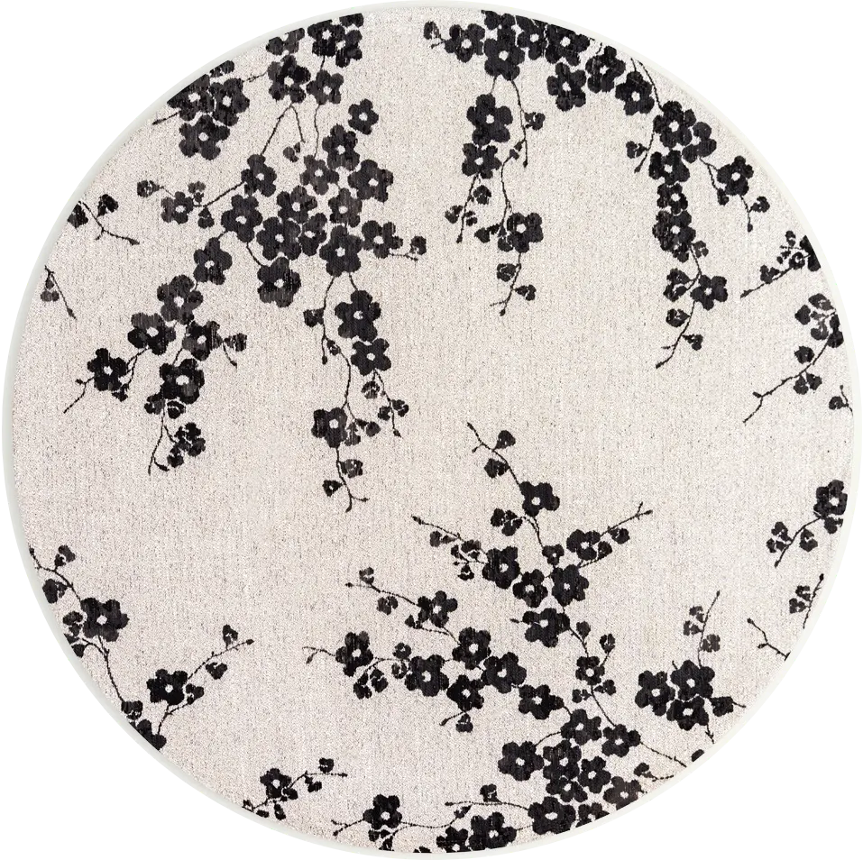 Night Snow 9835 Round Rug