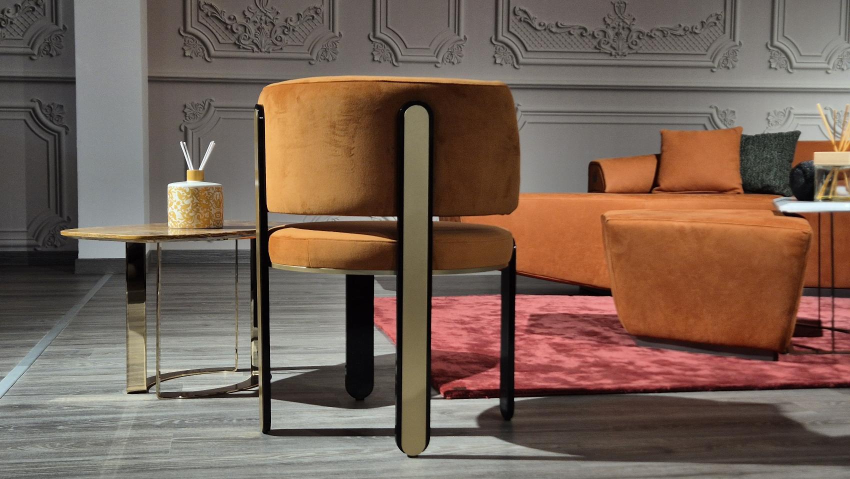 Tiffany Dining Chair in Orange Fabric