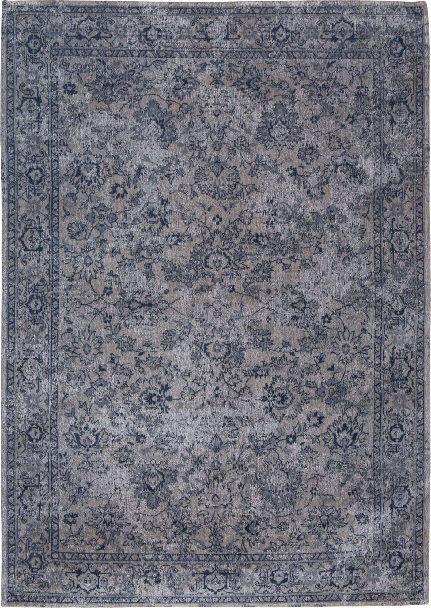 Slate Blue Bright Persian Vintage Rug ☞ Size: 60 x 90 cm
