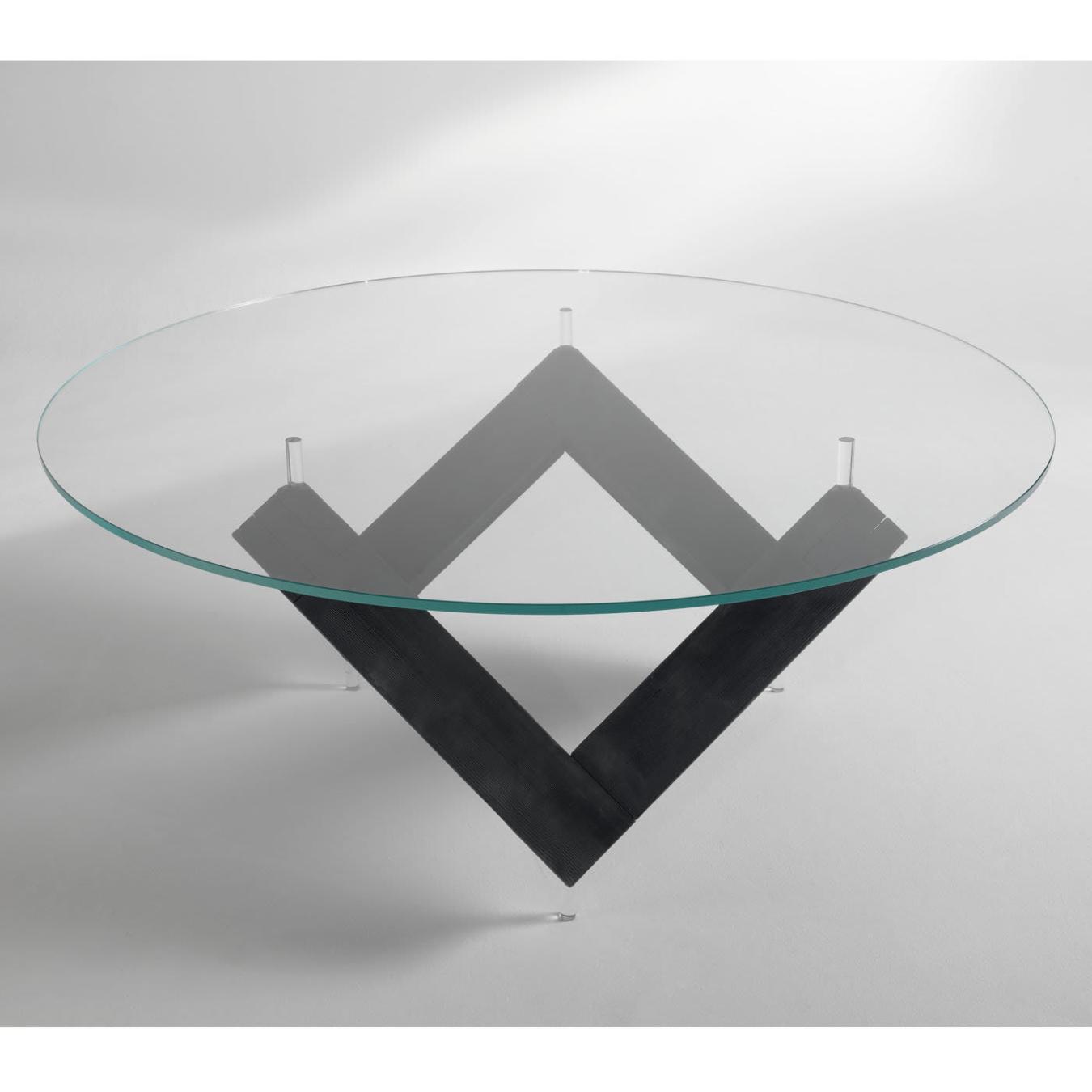 Wooden Glass Top Round Dining Table