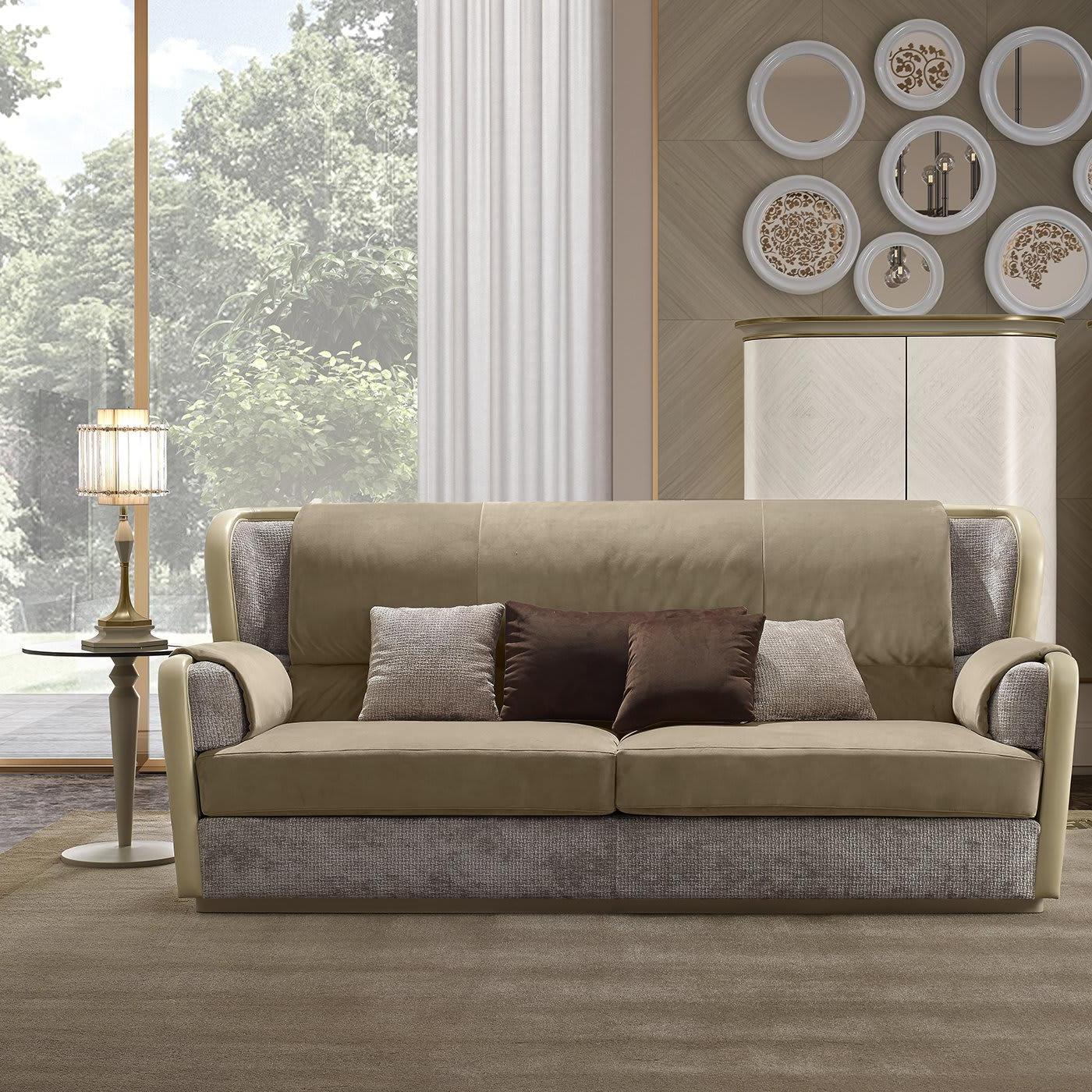Beige Artisan Three-Seater Sofa