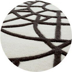 Round White / Brown Wool Rug Ø220 cm