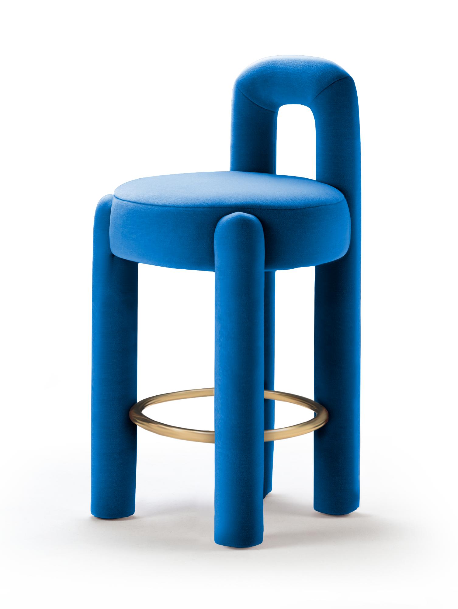 Marlon Blue Sculptural Bar Stool