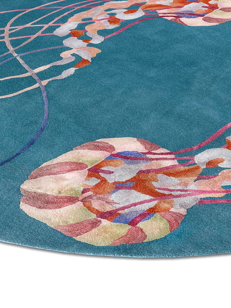 Jellyfish Round Hand-Knotted Rug