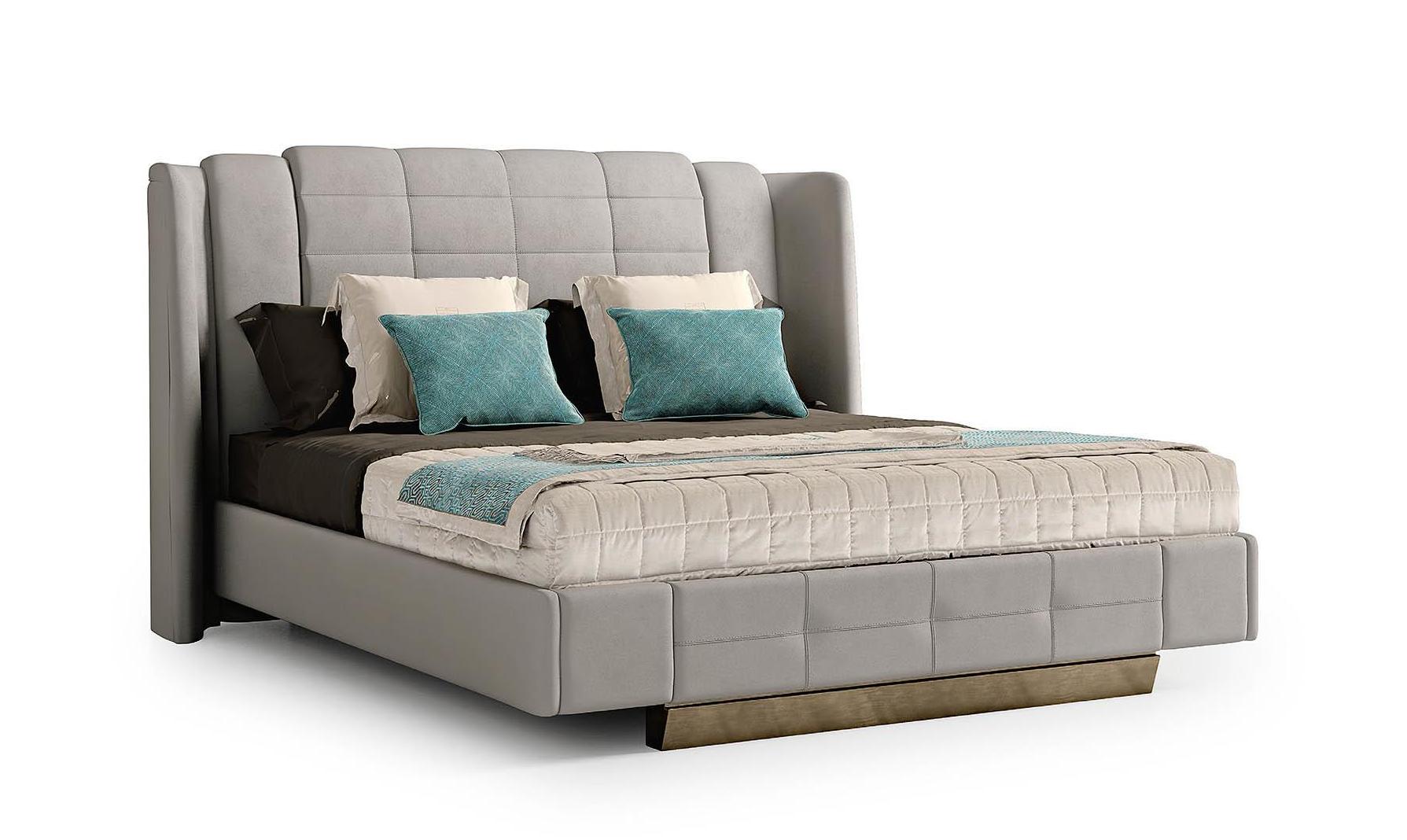 Stitched Bed with Metal Feet