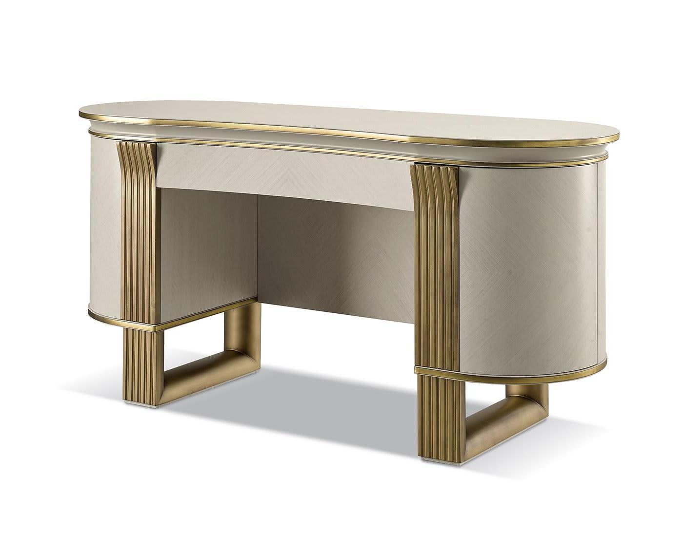 Oliver White and Gold Dressing Table | Configuration: With Mirror