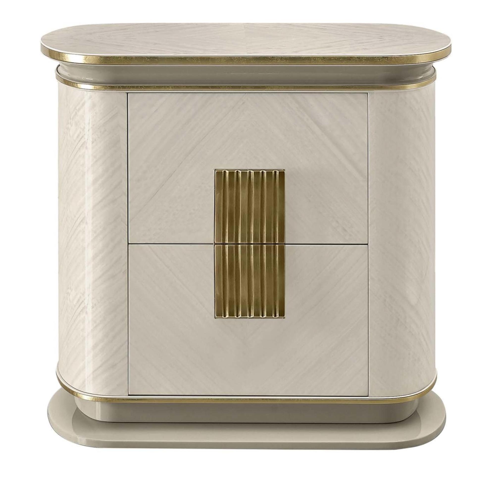 Dilan White and Gold Bedside Table