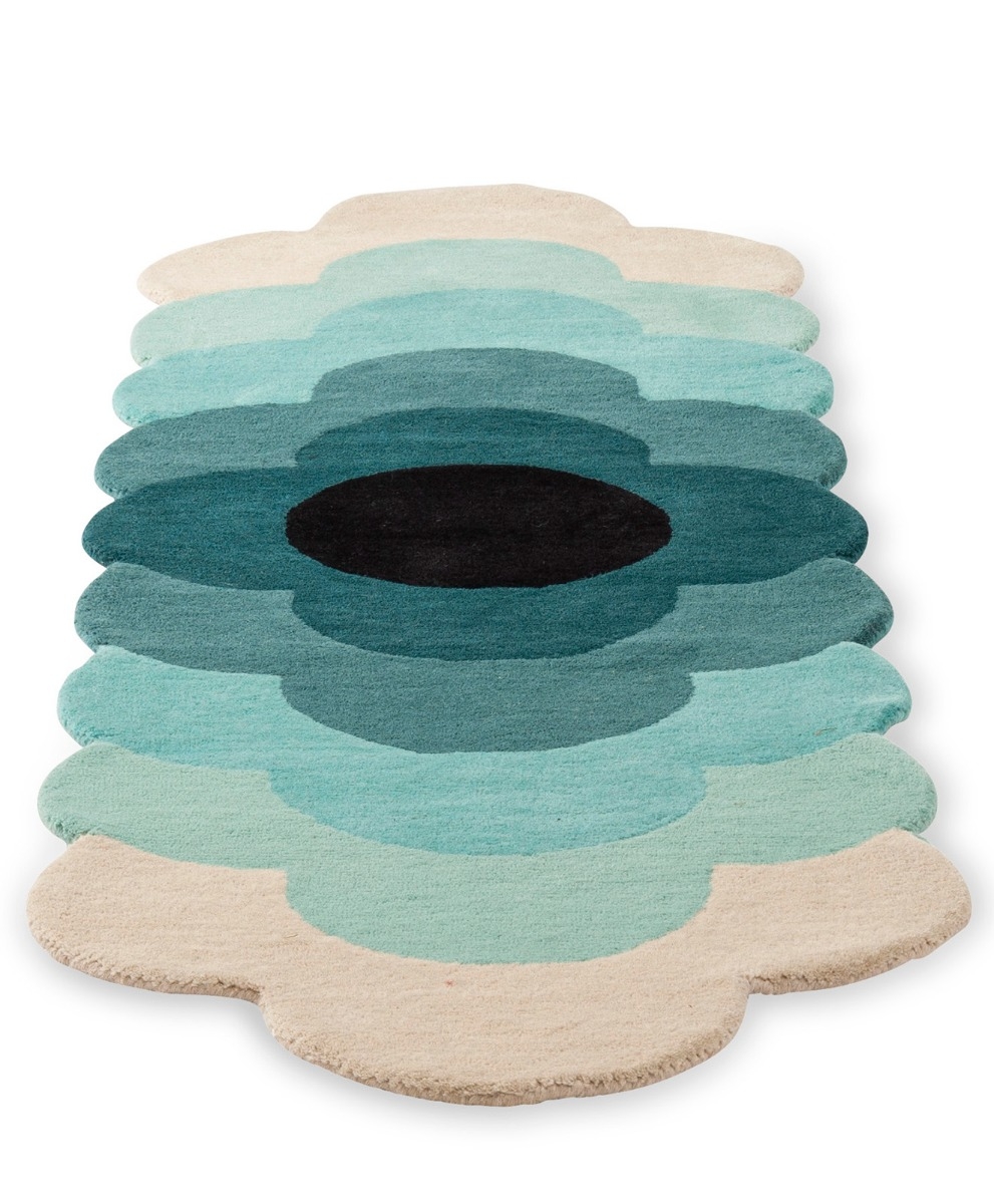 Optical Flower Teal 061207 Rug