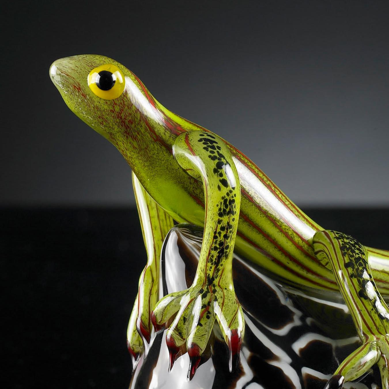 Lizard on Stone Figure