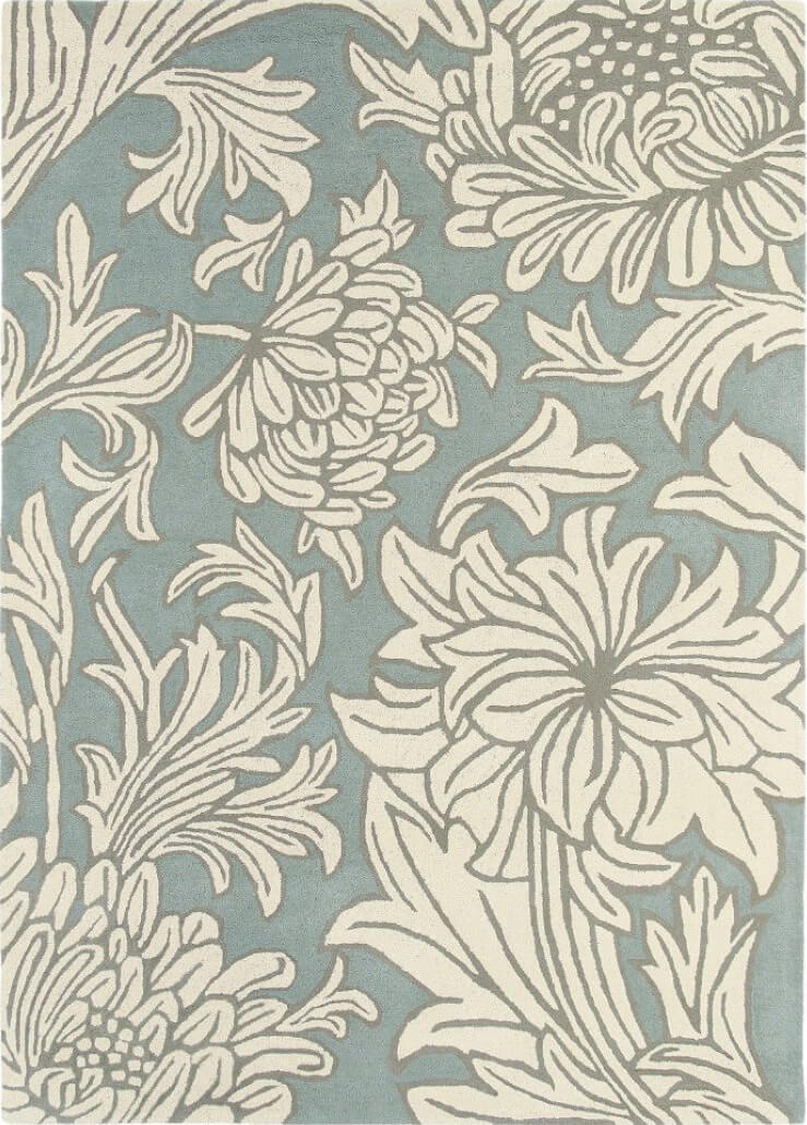 Chrysanthemum Blue-Cream 27008 Rug ☞ Size: 170 x 240 cm