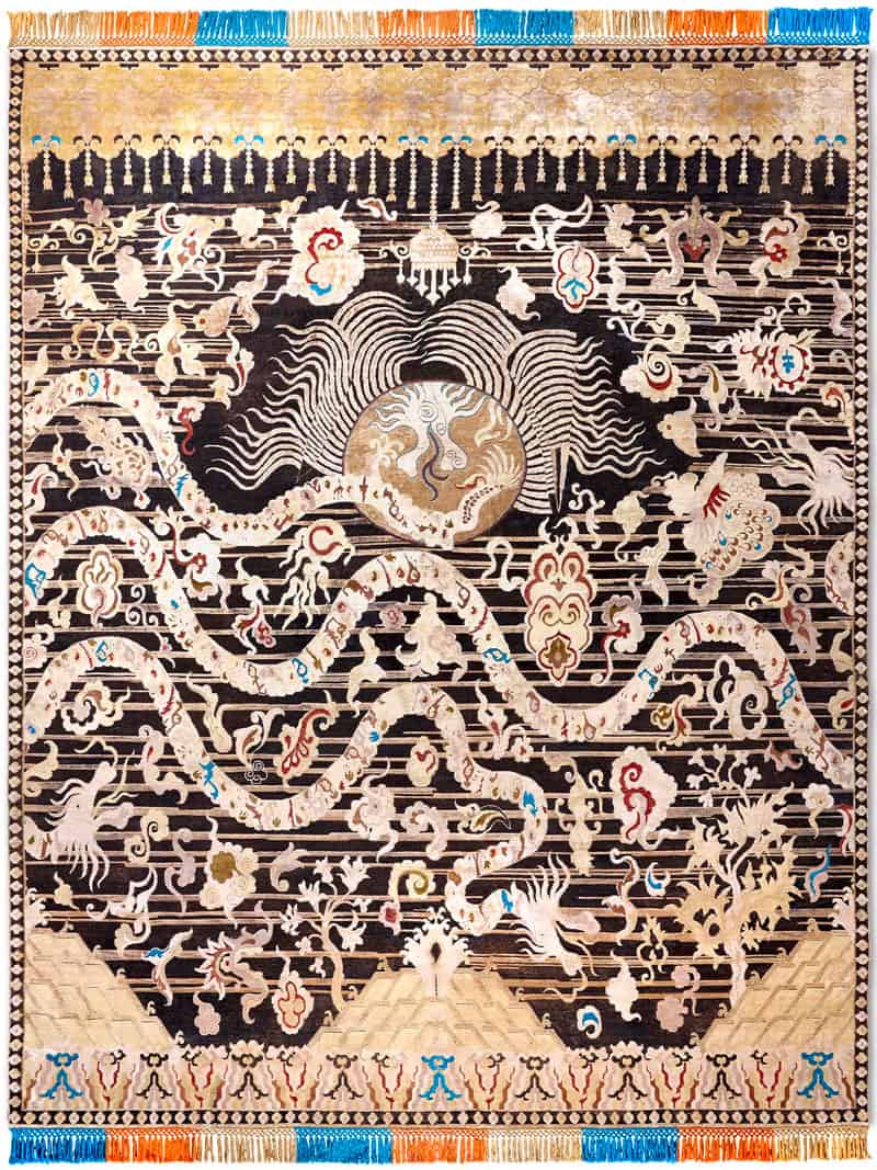 Dragon Black / Gold Hand-Knotted Rug