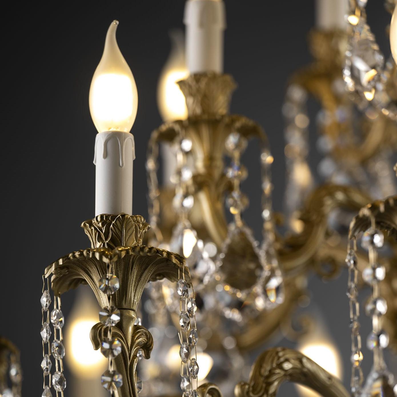 Baroque Brass Wall Lamp with Crystal Pendants