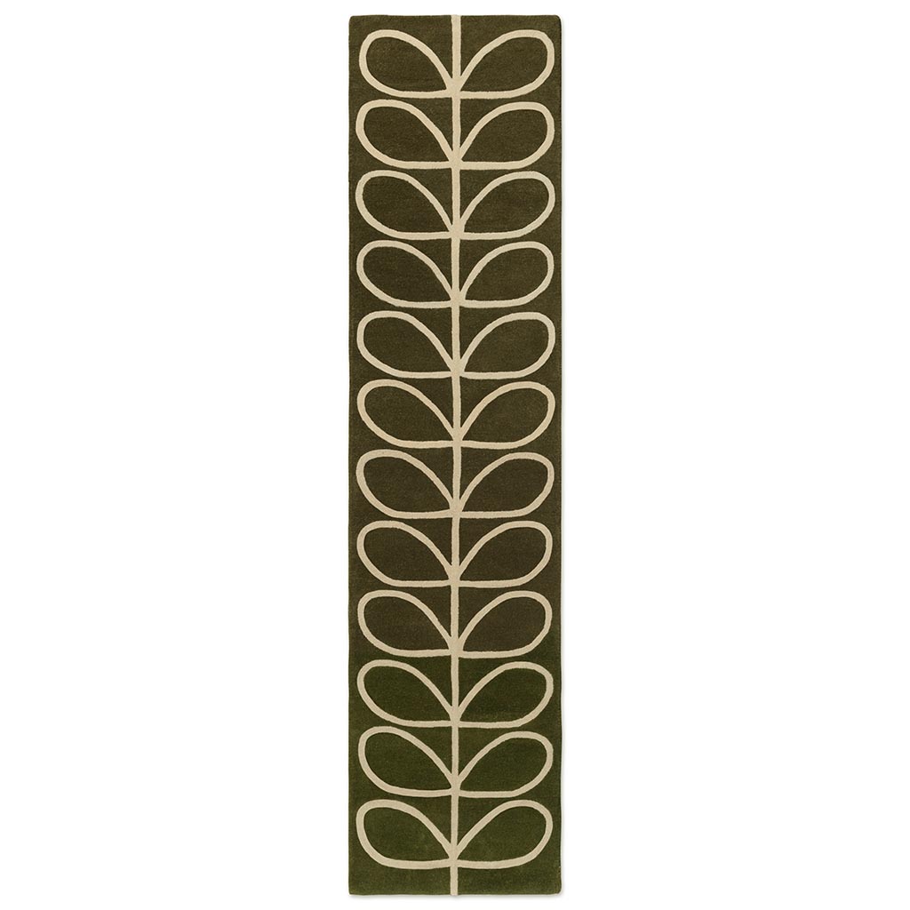 Linear Stem Runner Olive 060501 Rug | Size: 70 × 300 cm