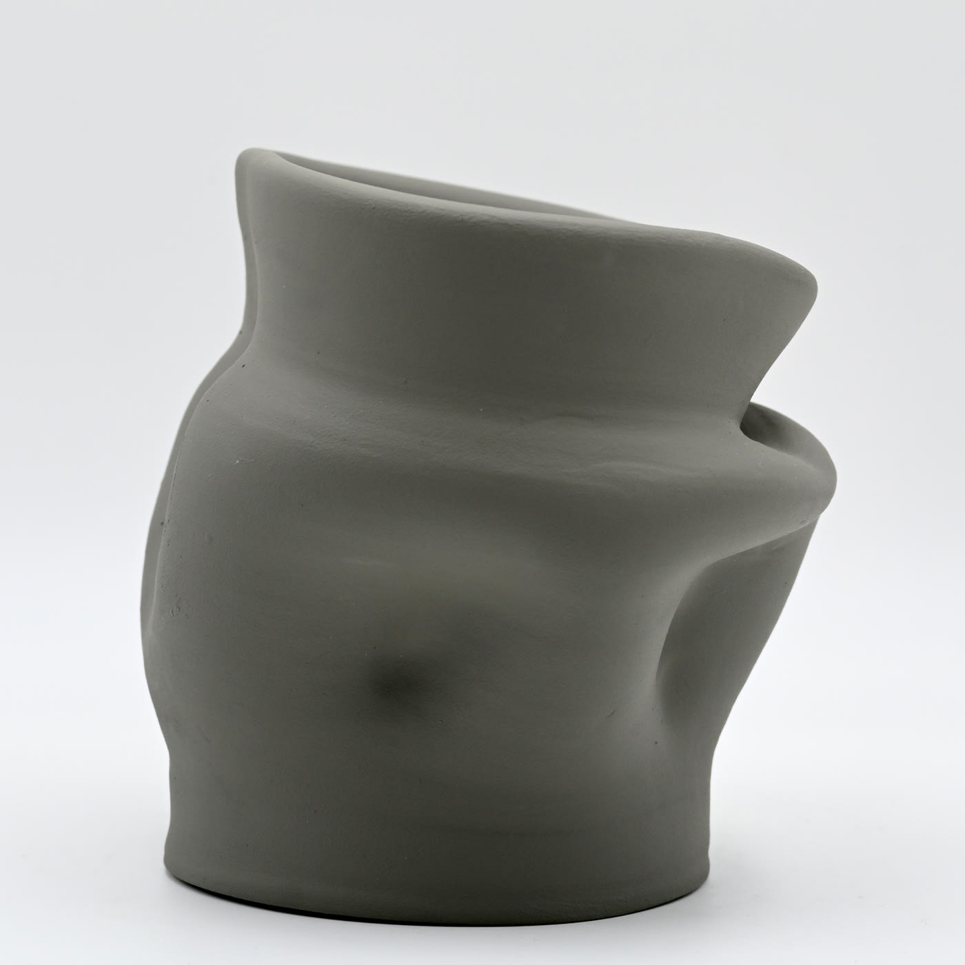 Italian Grey Elegance Hand Sculpted Vase