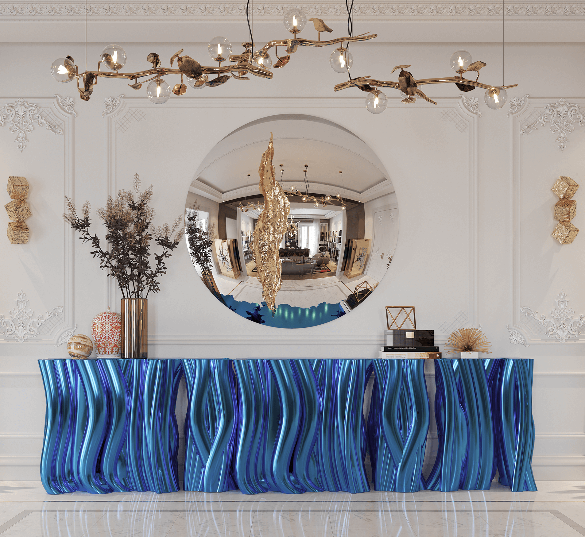 Monochrome Blue Designer Sideboard