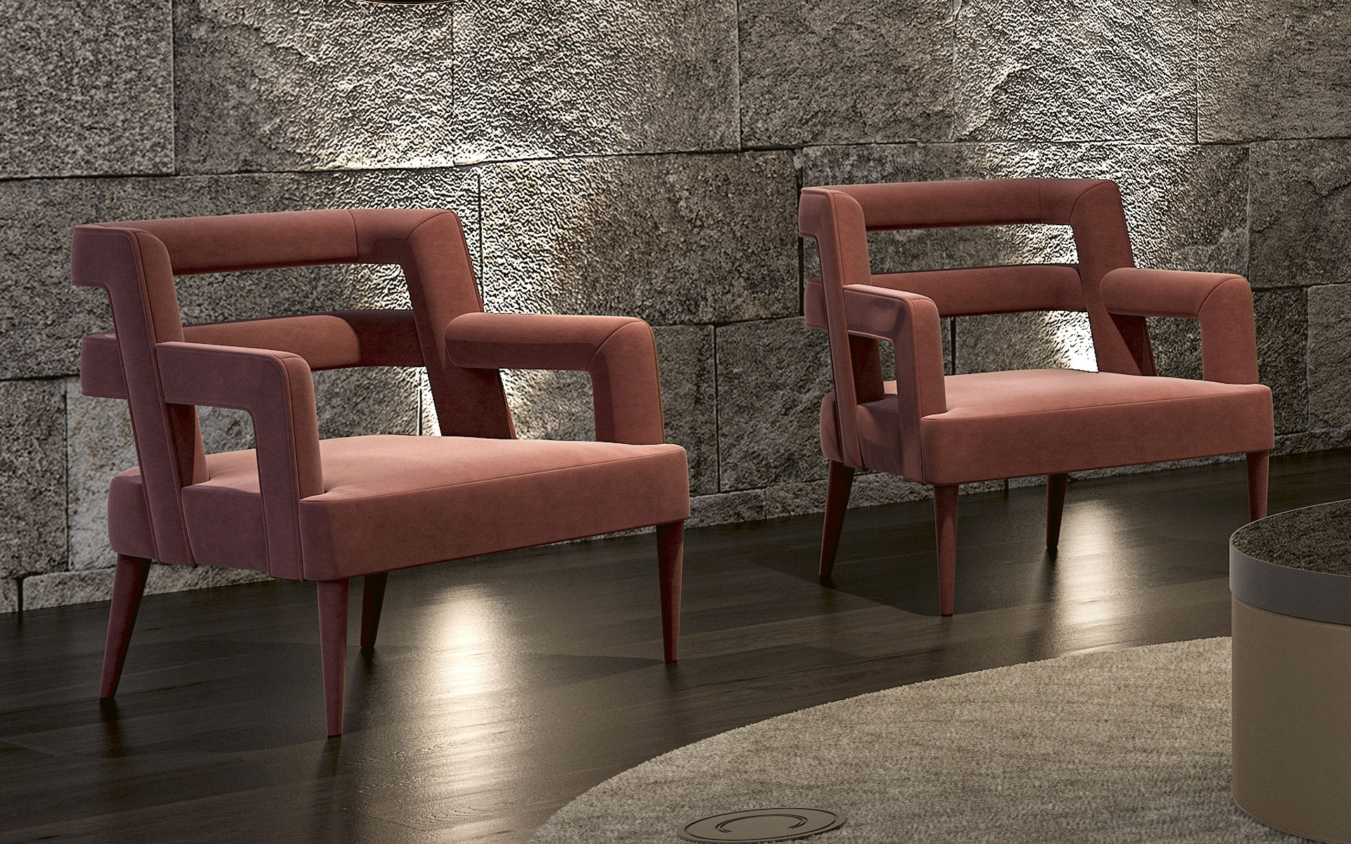 Upholstered Pink Armchair Charm