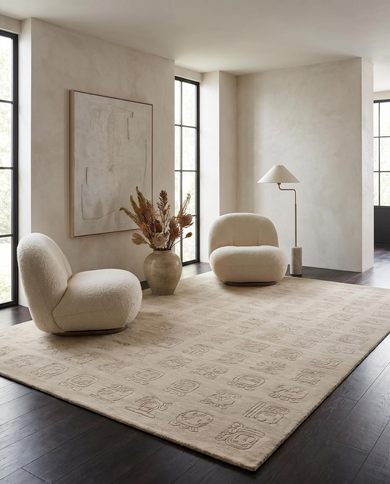 Symbol Grid Beige Rug