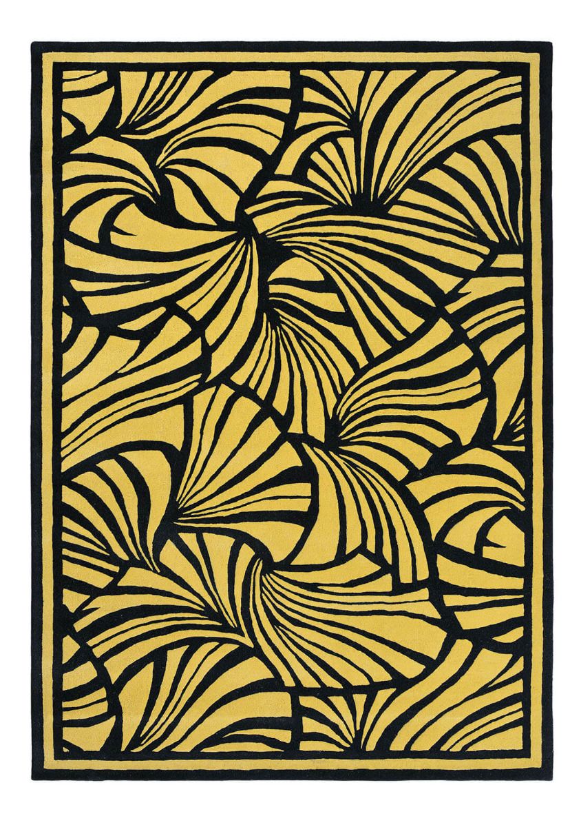 Japanese Fans Gold Colored Rug