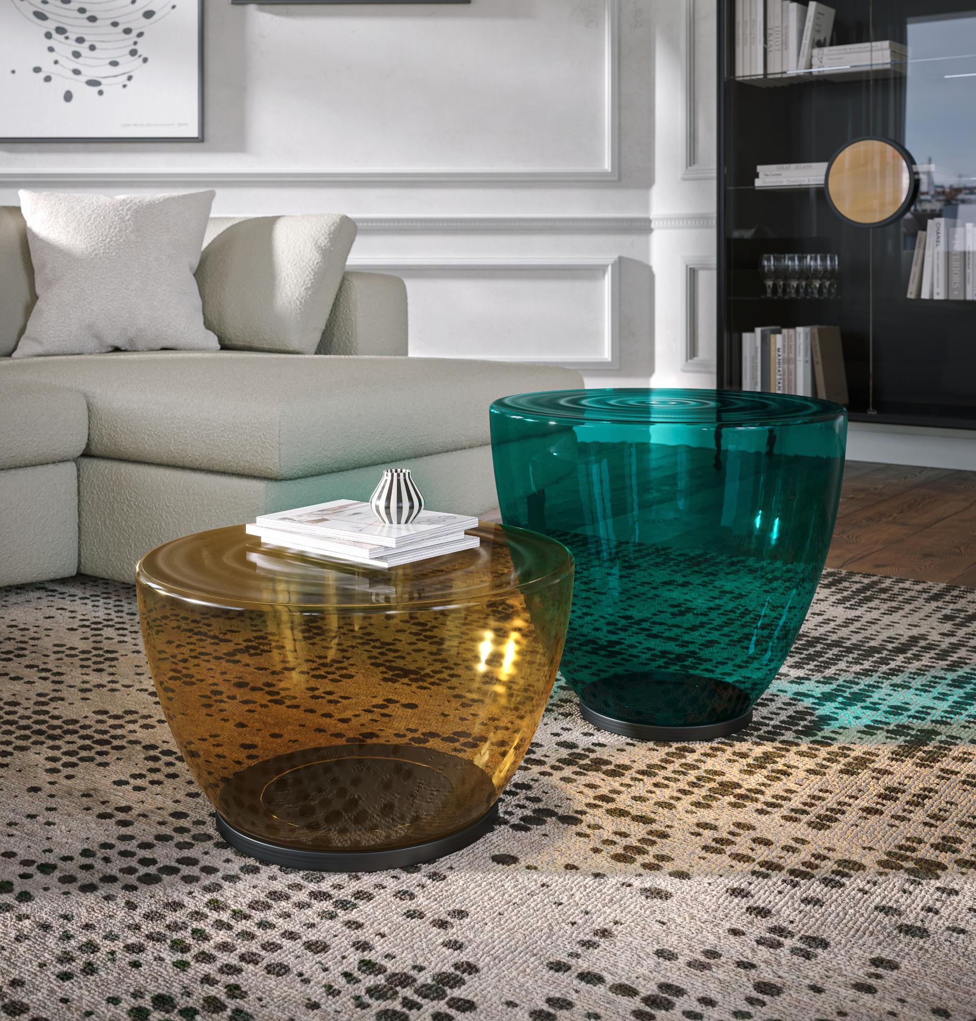 Konca Yellow Glass Coffee Table