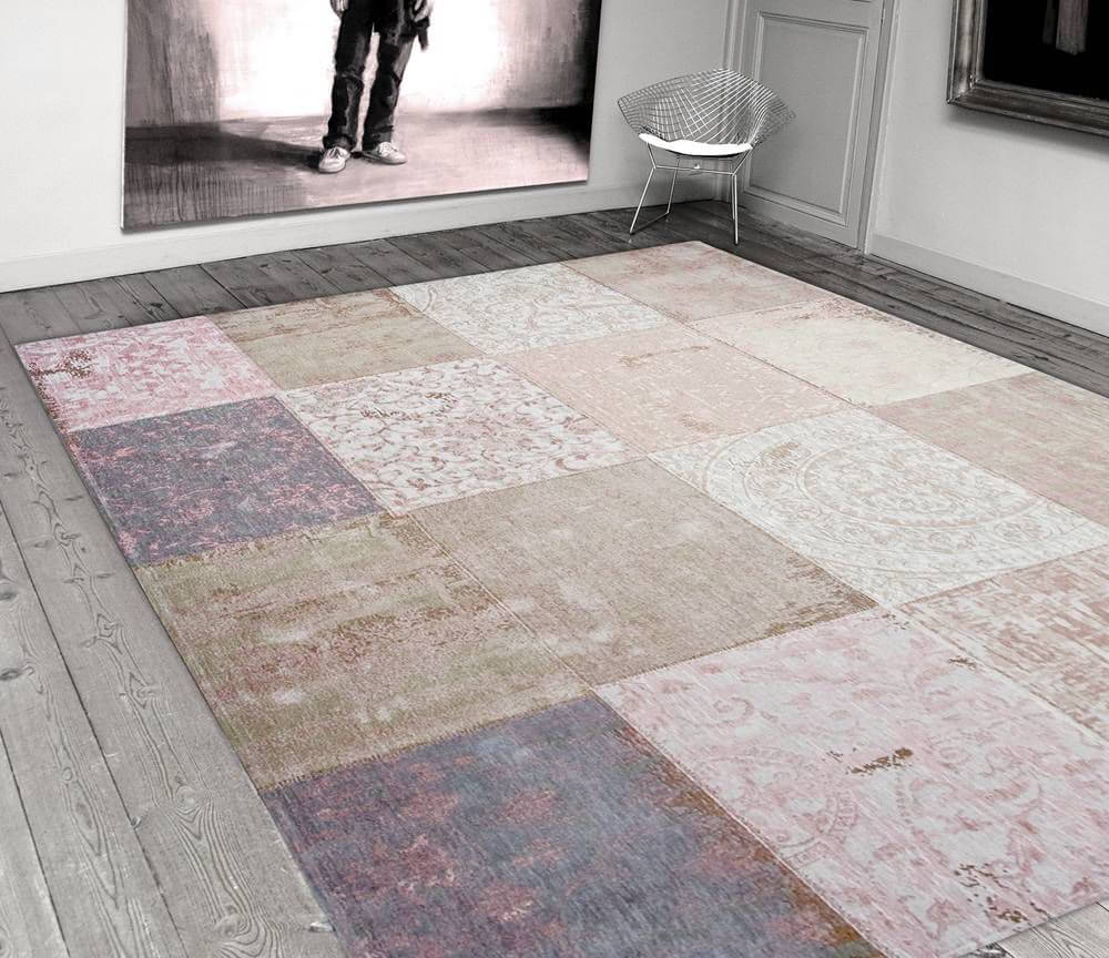 Vintage Patchwork Style Rug Bolshoi Pink ☞ Size: 60 x 90 cm