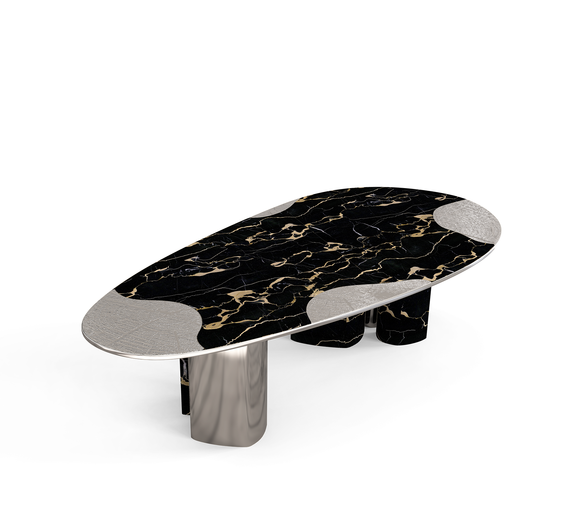 Athena Portoro Marble & Silver Table