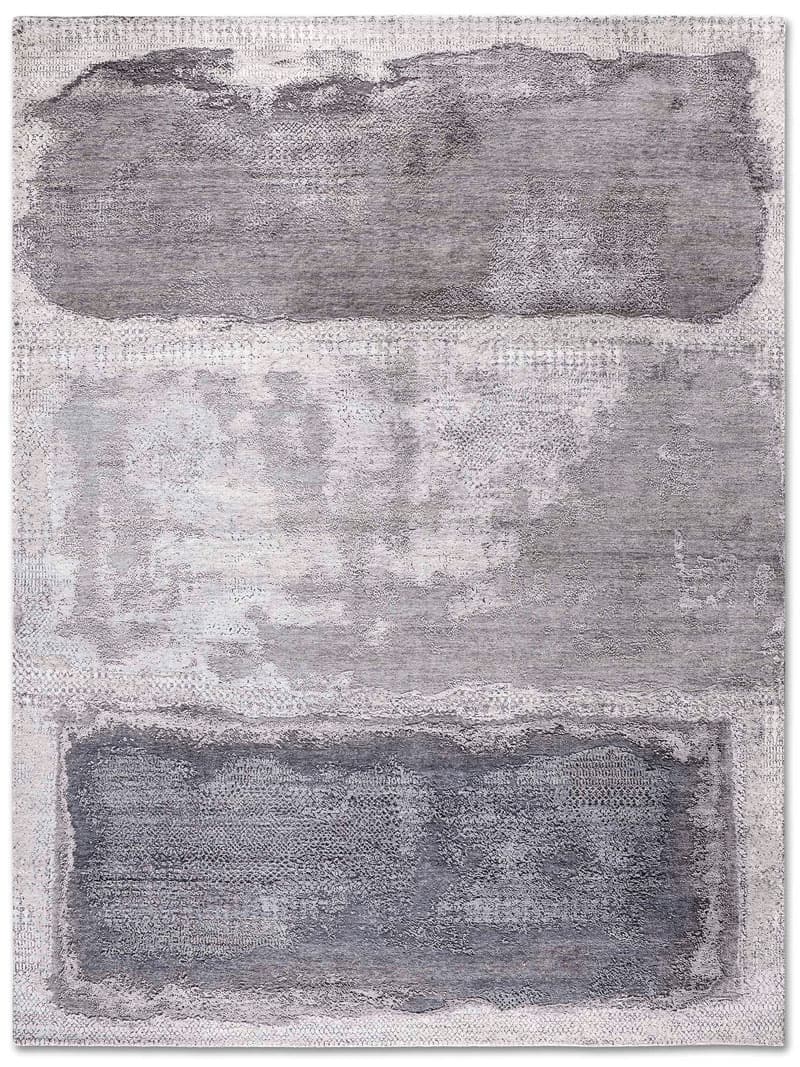 Silver White Grey Hand-Woven Rug