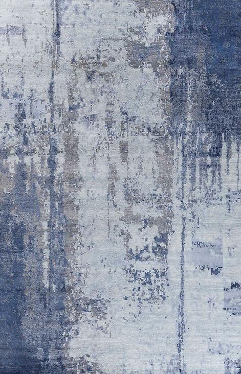 Hand-Knotted Abstract Blue Rug