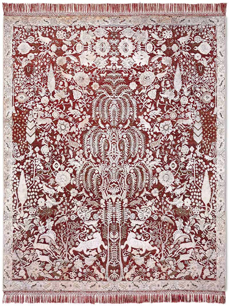 Gold / Red Handmade Luxury Rug