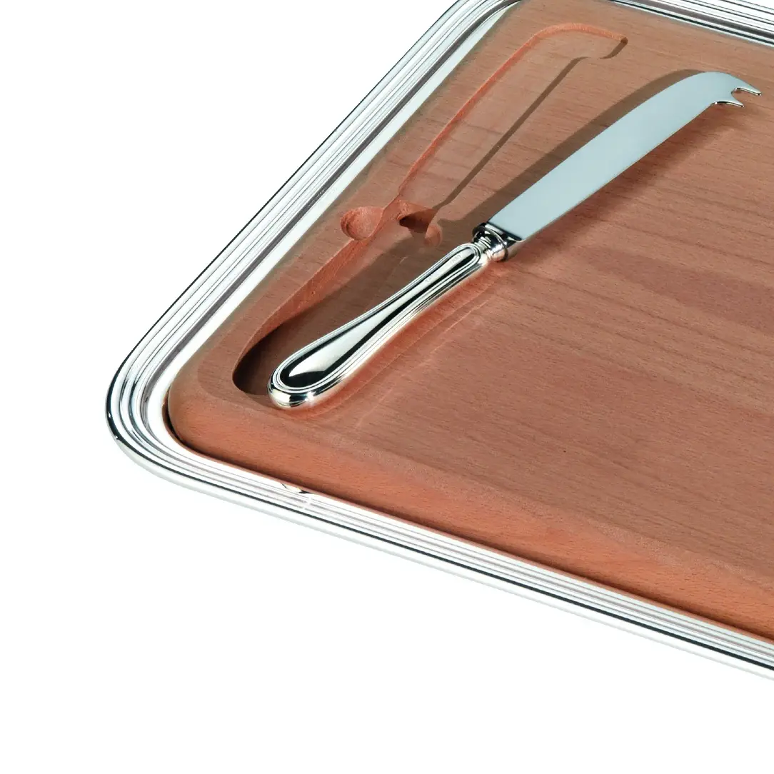 Silver Cheese Serving Tray with Knife