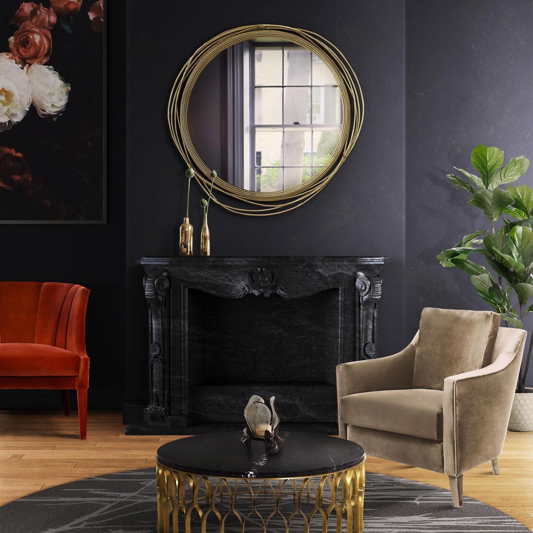 Circular Brass Wall Mirror