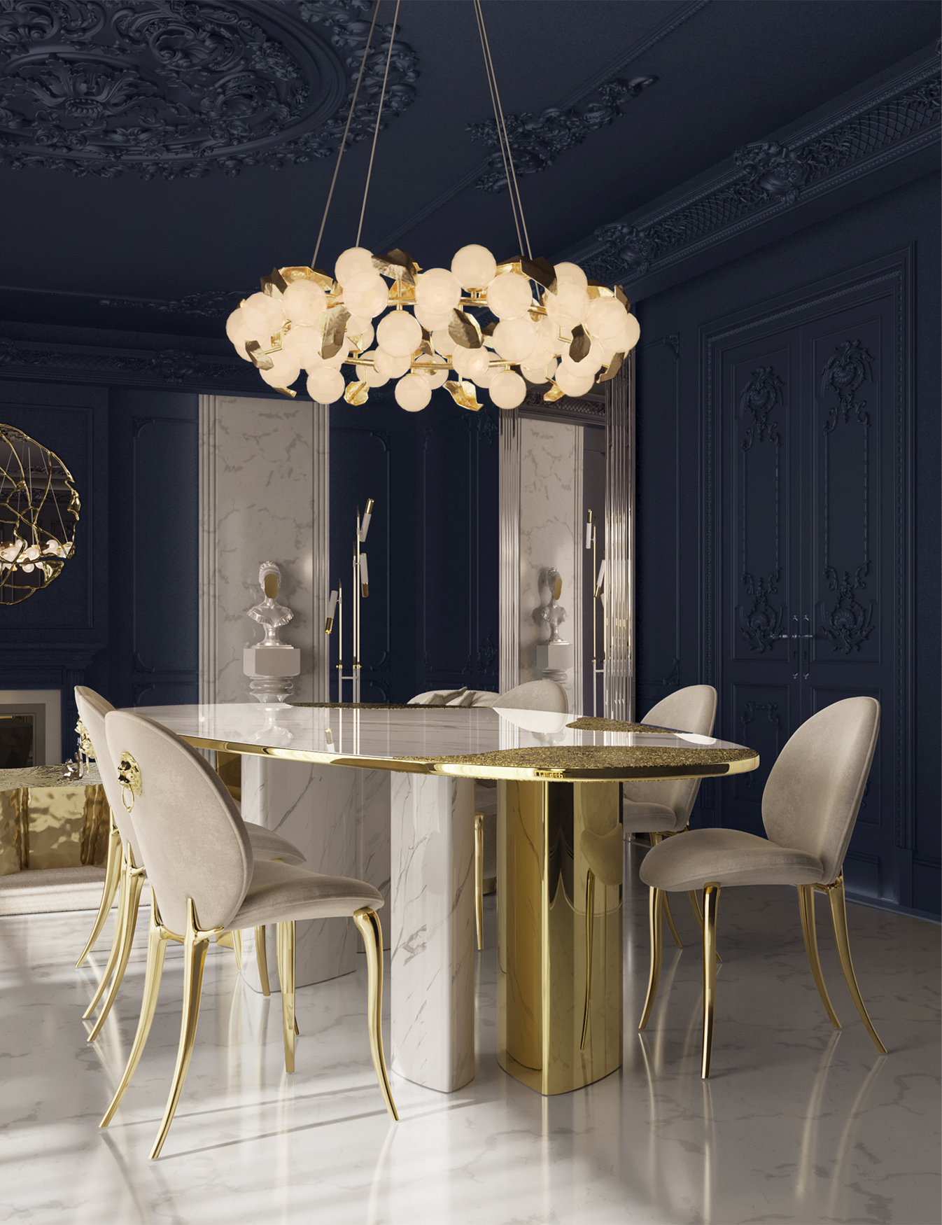Athena Carrara Marble & Gold Table