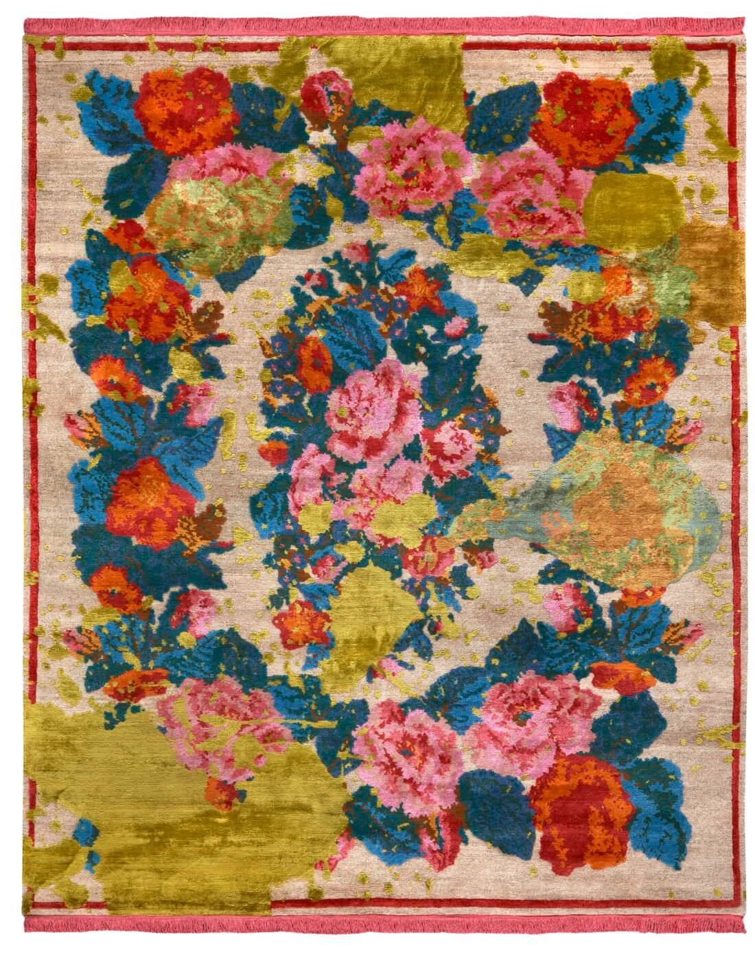Janka Splashed Beige Green Rug