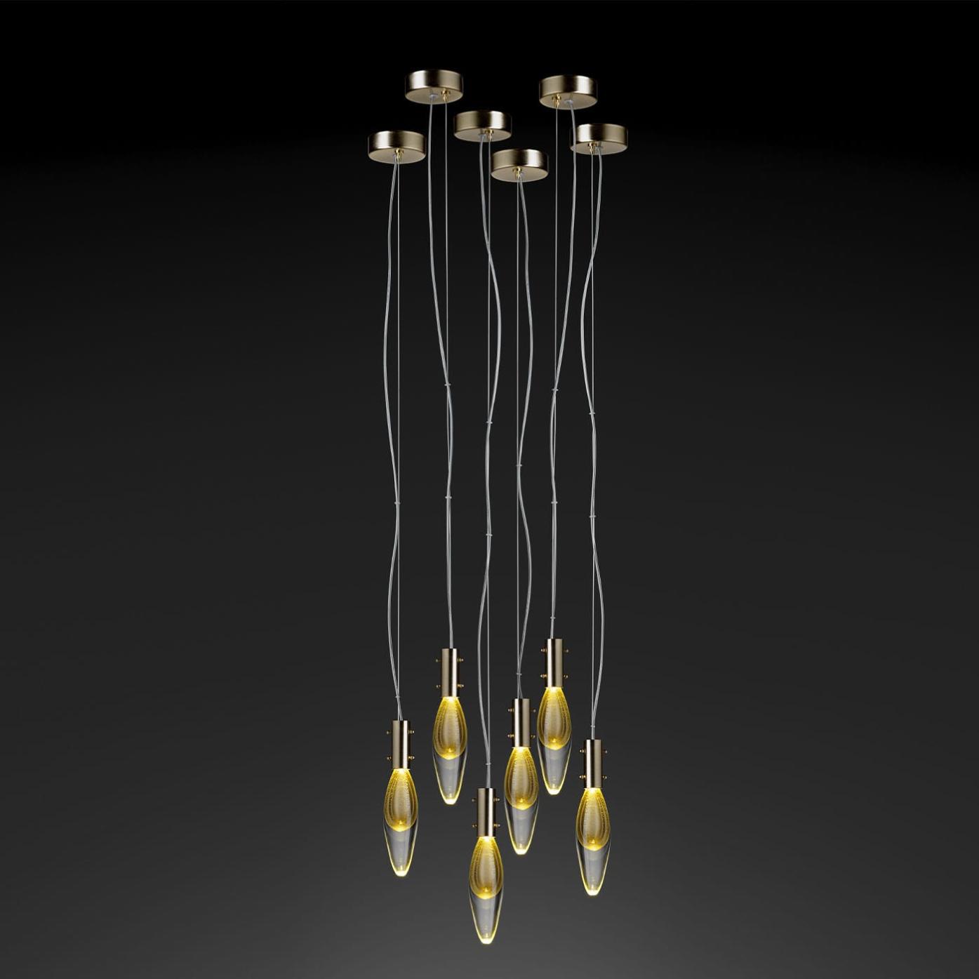 Venetian Glass Drops 6-Light Pendant