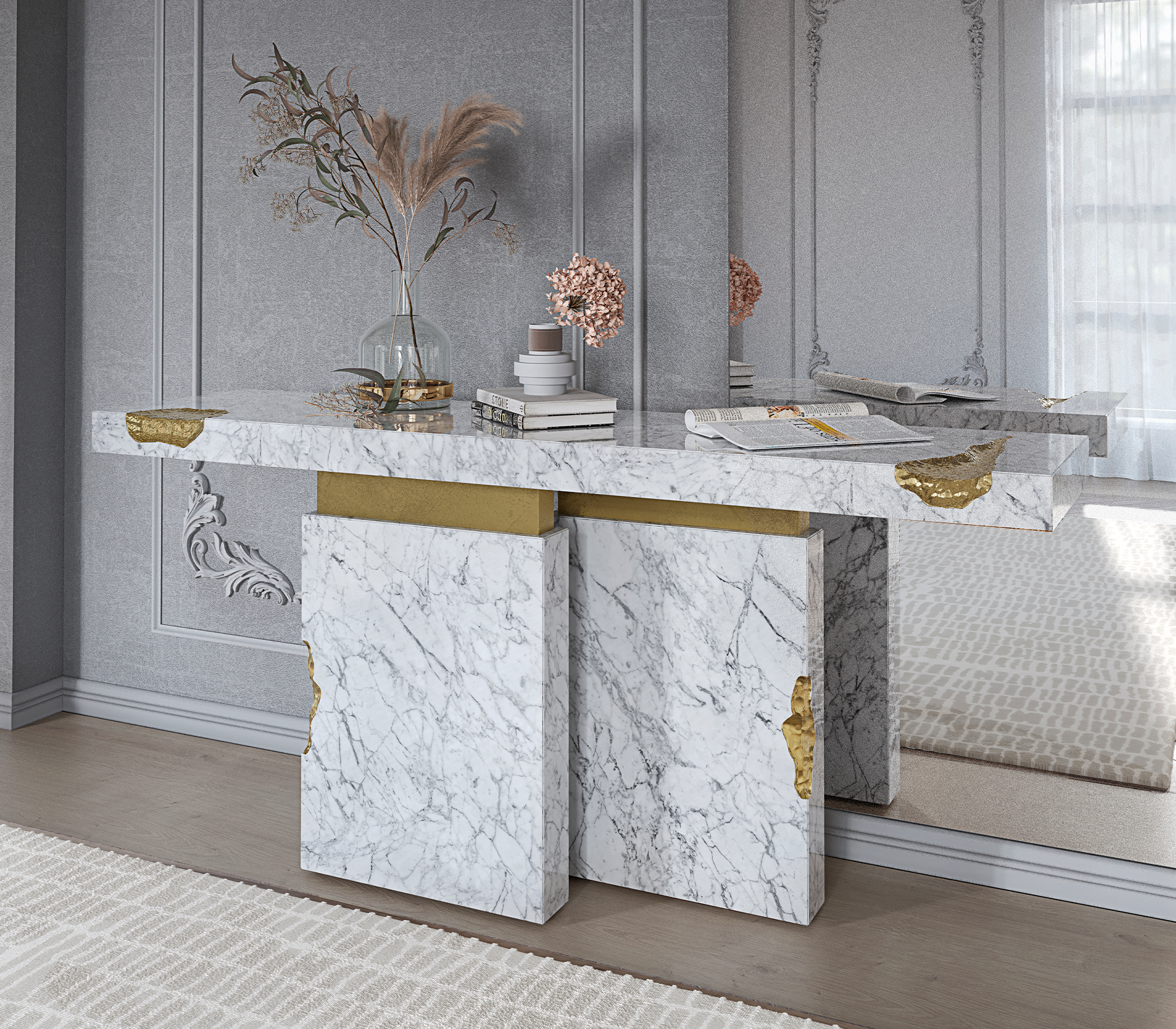 Dominion Carrara Marble Console