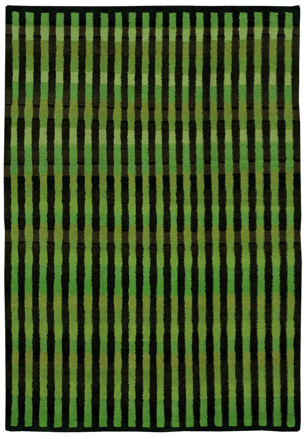 Gamba Vertical Stripes Black Green Rug