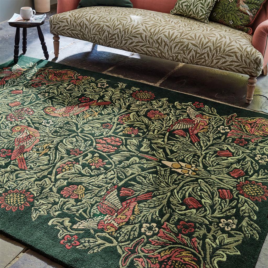 Bird Tump Green 128307 Wool Rug