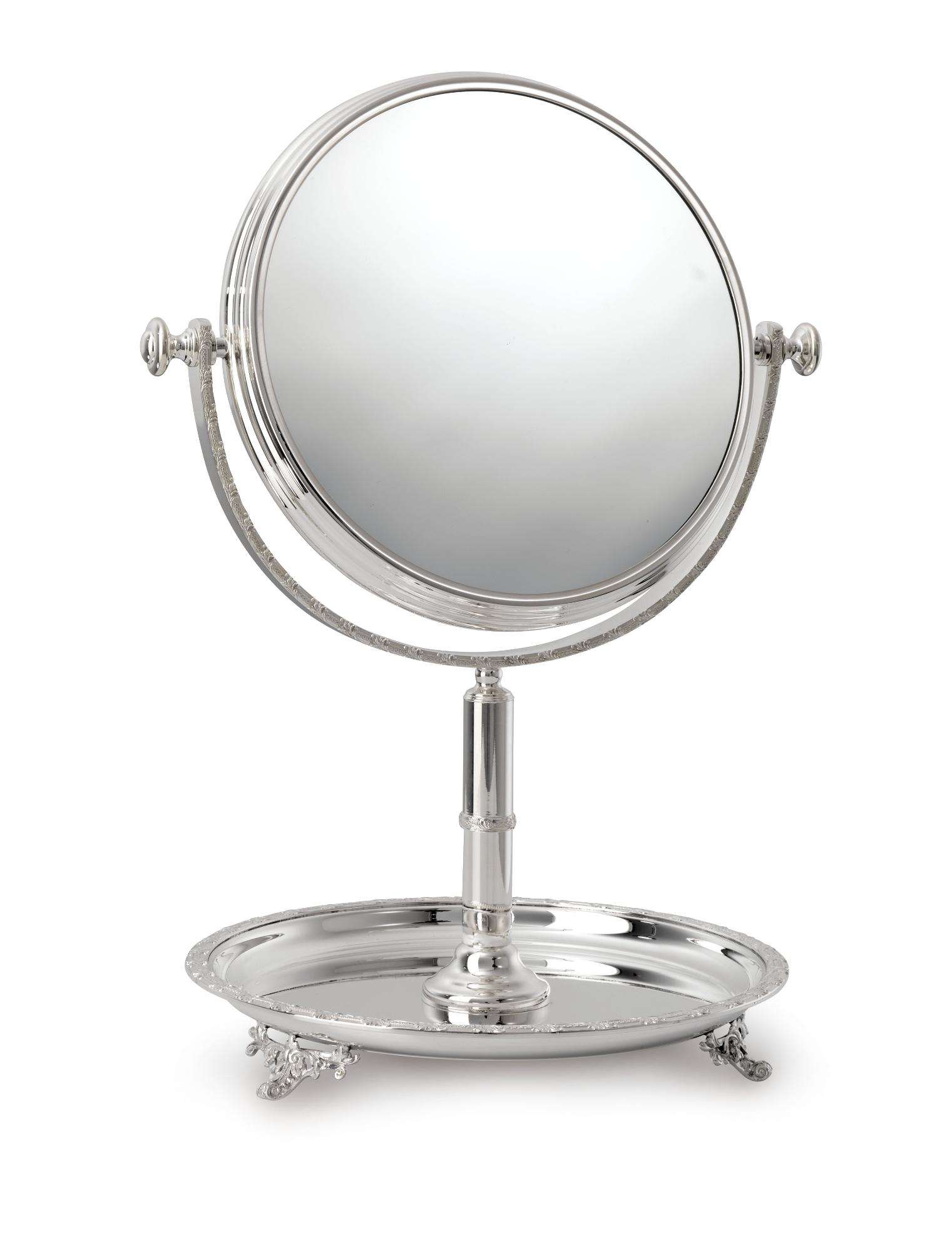 Royal Silver Decorative Round Mirror Tray