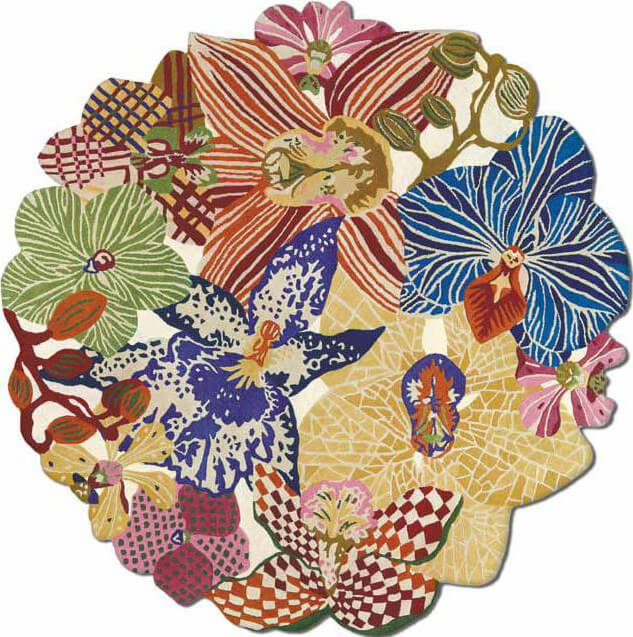 Multi Coloured Round Rug Mebera