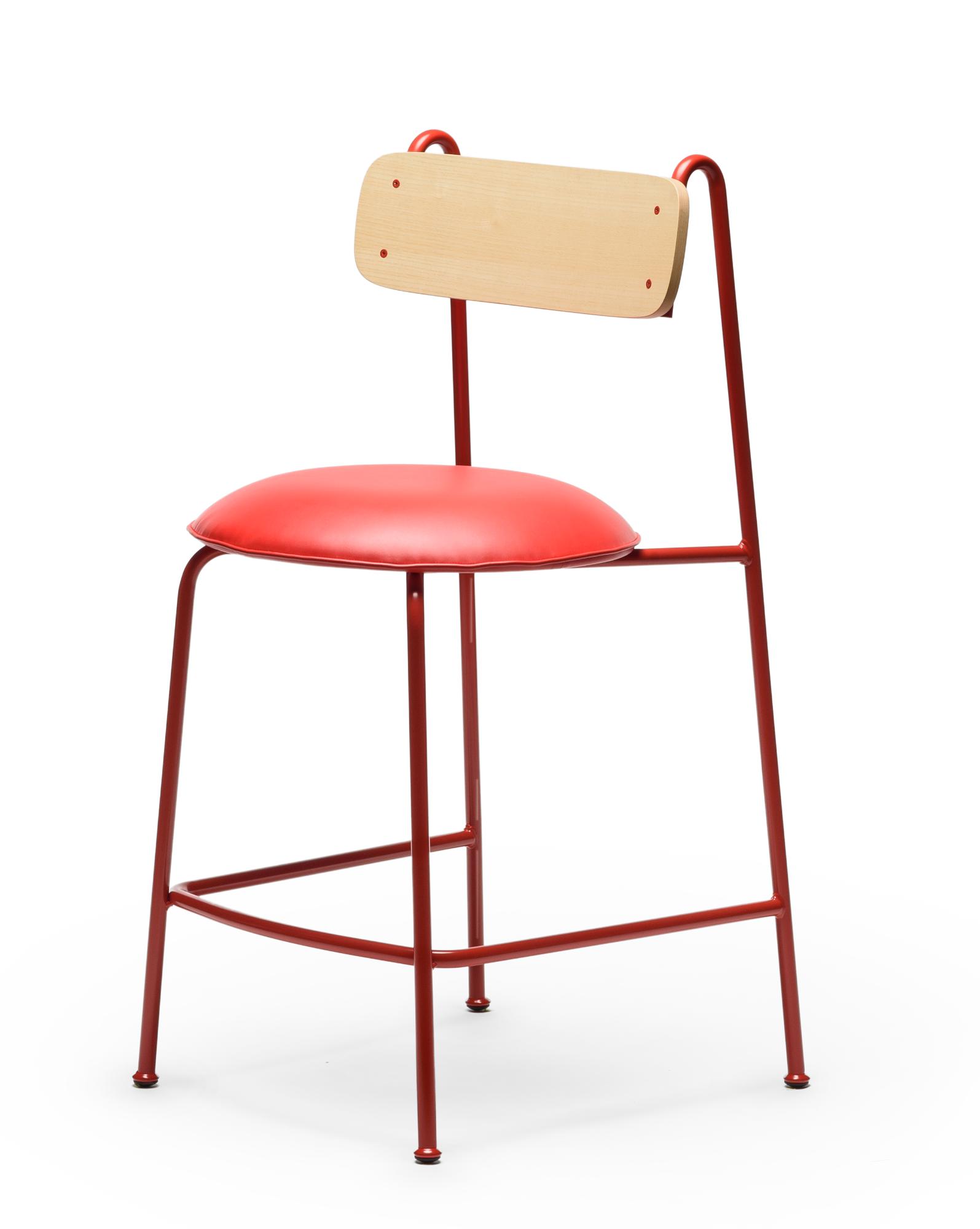 Lena Red Ash Wood Bar Chair