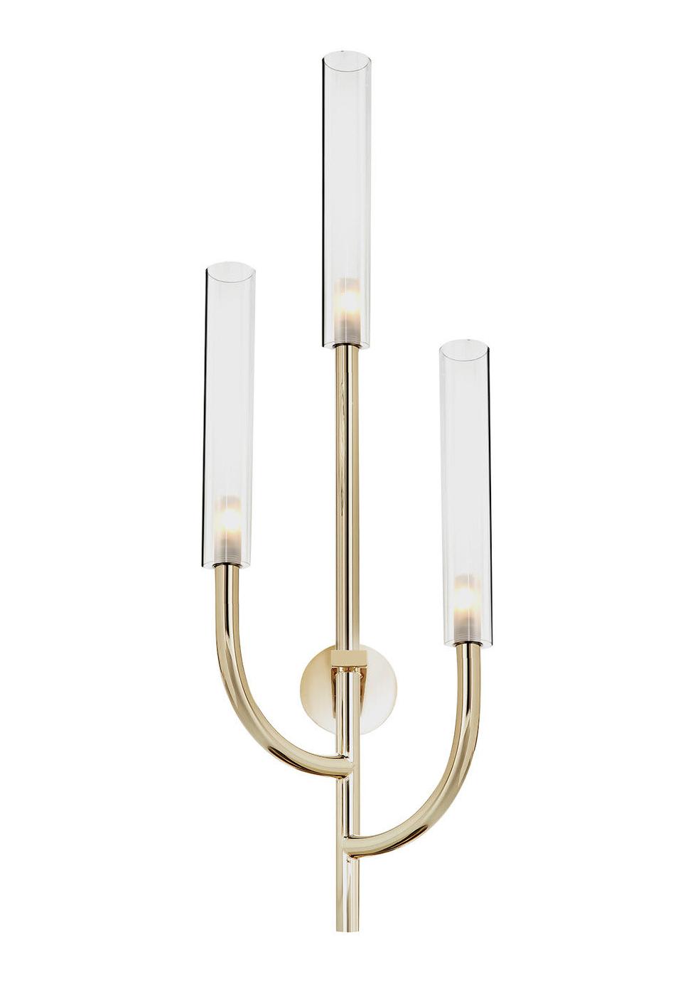 Gold Wall Lamp with Transparent Pyrex Glass Shades