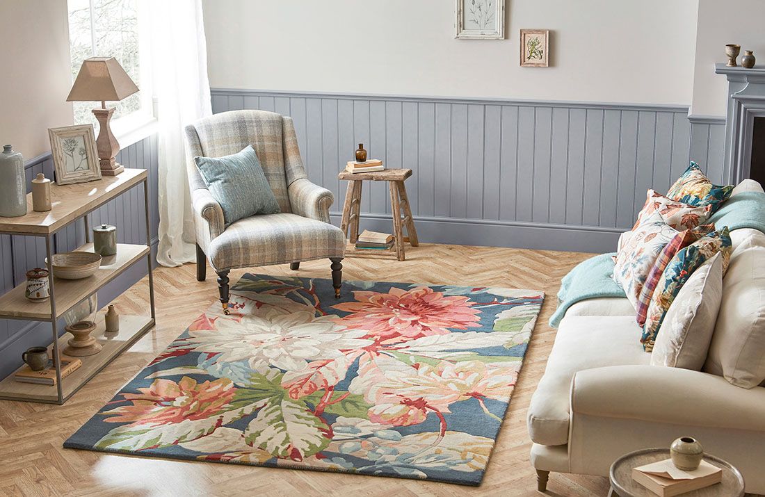 Dahlia and Rosehip Teal 50608 Rug