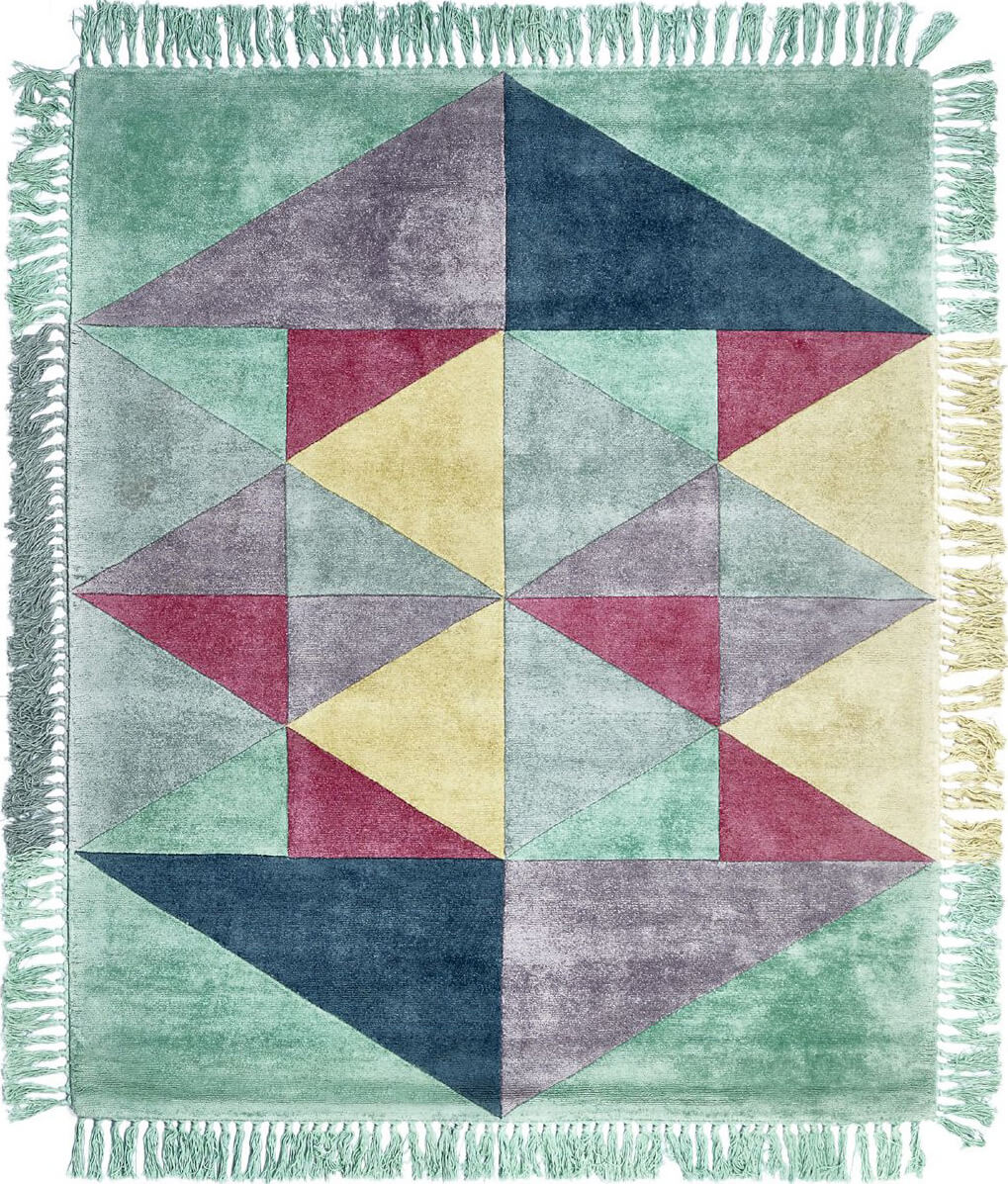 Triangles Silk Multi / Turquoise Rug