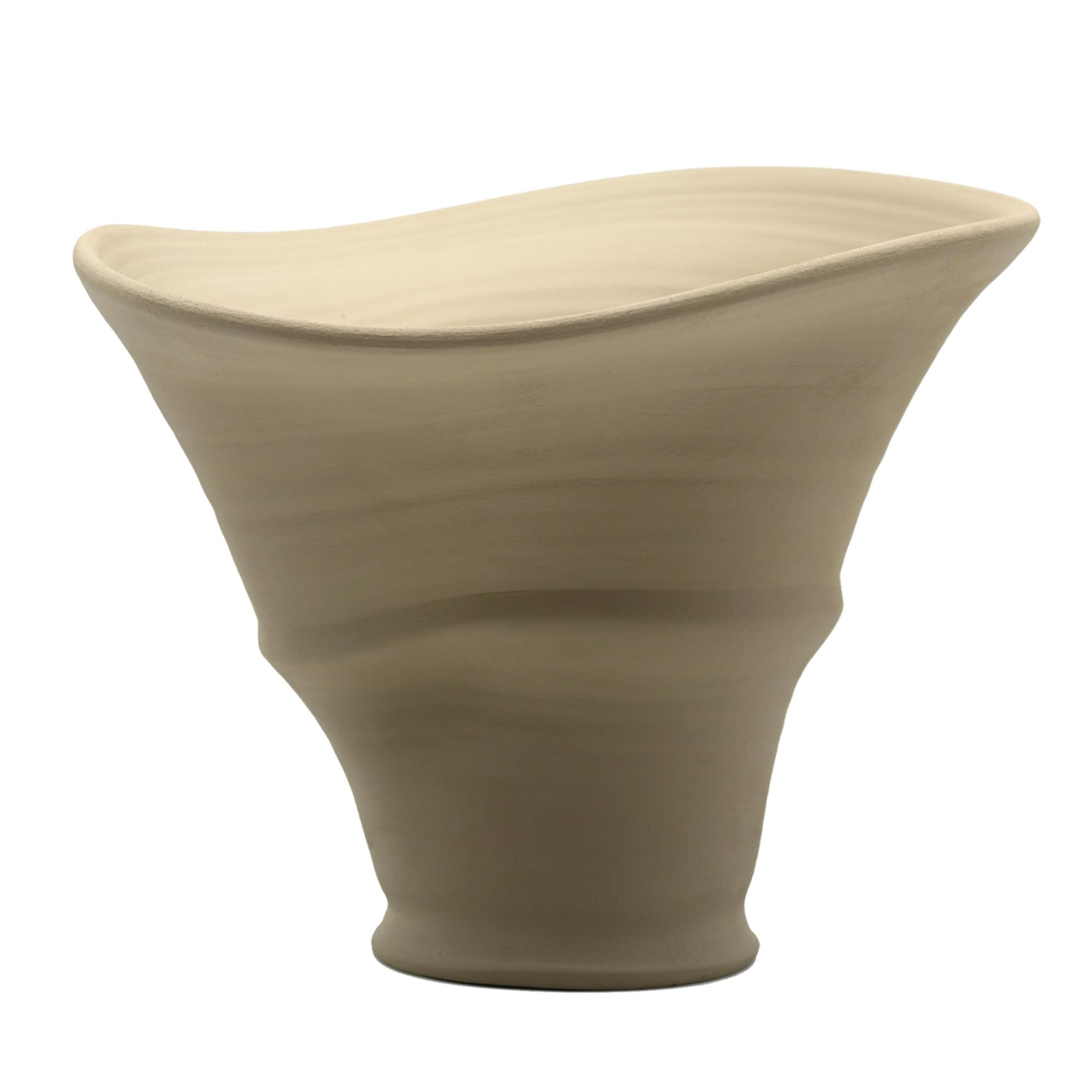 Sculpted Beige Vase with Italian Neutrality