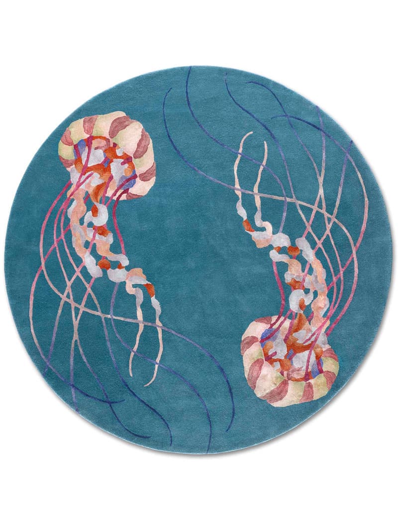 Jellyfish Round Hand-Knotted Rug